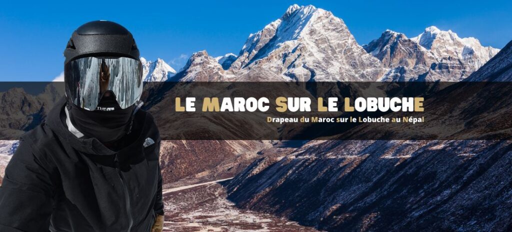 Drapeau du Maroc sur le Lobuche au Népal