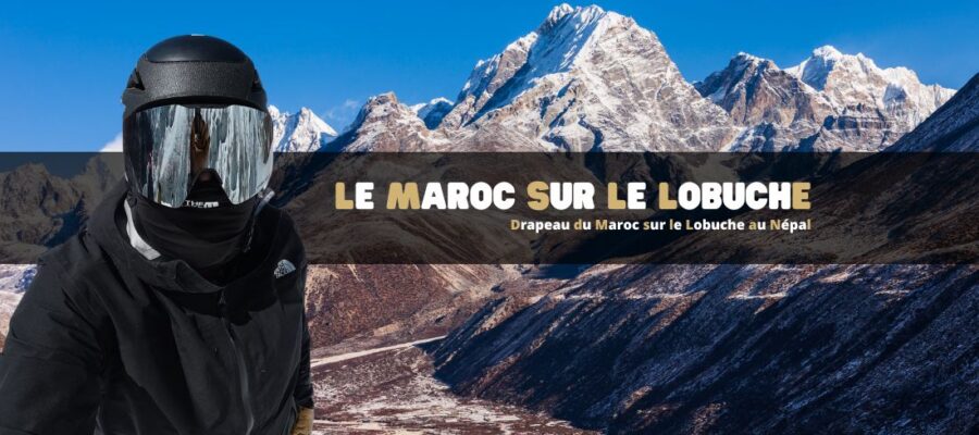 Drapeau du Maroc sur le Lobuche au Népal